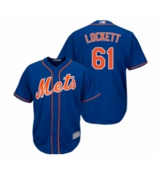 Youth New York Mets #61 Walker Lockett Authentic Royal Blue Alternate Home Cool Base Baseball Player Jersey