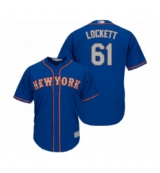 Youth New York Mets #61 Walker Lockett Authentic Royal Blue Alternate Road Cool Base Baseball Player Jersey
