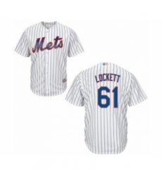Youth New York Mets #61 Walker Lockett Authentic White Home Cool Base Baseball Player Jersey