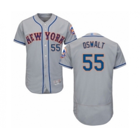Men's New York Mets #55 Corey Oswalt Grey Road Flex Base Authentic Collection Baseball Player Jersey Men's New York Mets #55 Corey Oswalt Grey Road Flex Base Authentic Collection Baseball Player Jersey