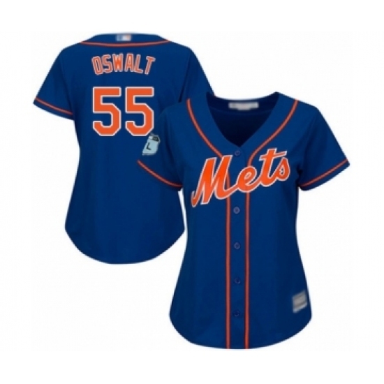 Women's New York Mets #55 Corey Oswalt Authentic Royal Blue Alternate Home Cool Base Baseball Player Jersey Women's New York Mets #55 Corey Oswalt Authentic Royal Blue Alternate Home Cool Base Baseball Player Jersey