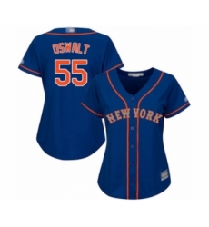 Women's New York Mets #55 Corey Oswalt Authentic Royal Blue Alternate Road Cool Base Baseball Player Jersey Women's New York Mets #55 Corey Oswalt Authentic Royal Blue Alternate Road Cool Base Baseball Player Jersey