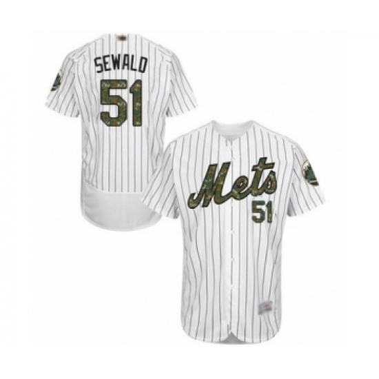 Men's New York Mets #51 Paul Sewald Authentic White 2016 Memorial Day Fashion Flex Base Baseball Player Jersey Men's New York Mets #51 Paul Sewald Authentic White 2016 Memorial Day Fashion Flex Base Baseball Player Jersey