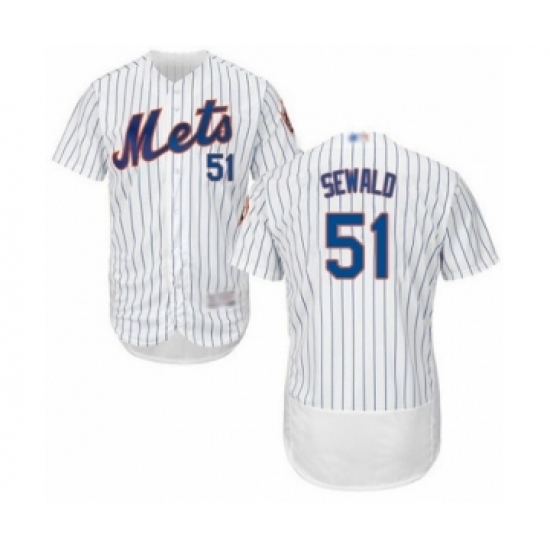 Men's New York Mets #51 Paul Sewald White Home Flex Base Authentic Collection Baseball Player Jersey Men's New York Mets #51 Paul Sewald White Home Flex Base Authentic Collection Baseball Player Jersey
