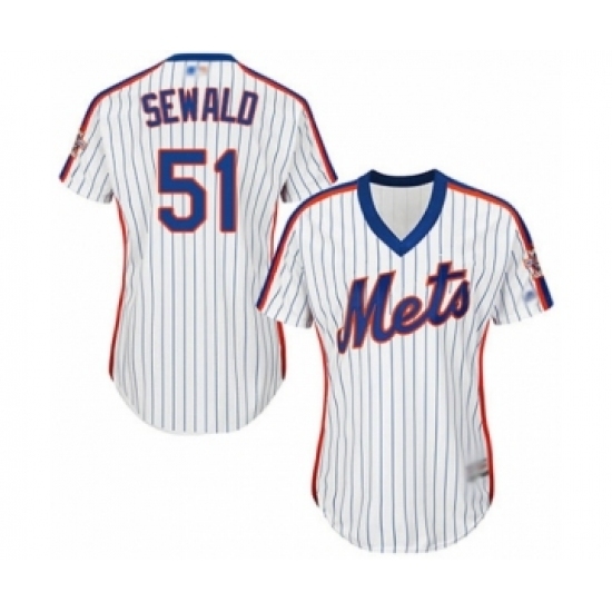 Women's New York Mets #51 Paul Sewald Authentic White Alternate Cool Base Baseball Player Jersey Women's New York Mets #51 Paul Sewald Authentic White Alternate Cool Base Baseball Player Jersey