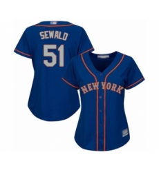 Women's New York Mets #51 Paul Sewald Replica Royal Blue Alternate Road Cool Base Baseball Player Jersey Women's New York Mets #51 Paul Sewald Replica Royal Blue Alternate Road Cool Base Baseball Player Jersey