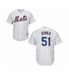 Youth New York Mets #51 Paul Sewald Authentic White Home Cool Base Baseball Player Jersey Youth New York Mets #51 Paul Sewald Authentic White Home Cool Base Baseball Player Jersey