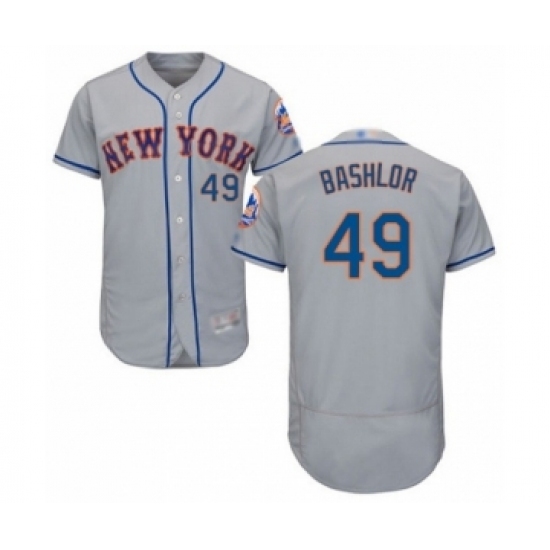 Men's New York Mets #49 Tyler Bashlor Grey Road Flex Base Authentic Collection Baseball Player Jersey Men's New York Mets #49 Tyler Bashlor Grey Road Flex Base Authentic Collection Baseball Player Jersey