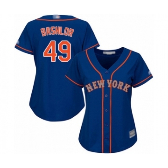Women's New York Mets #49 Tyler Bashlor Authentic Royal Blue Alternate Road Cool Base Baseball Player Jersey Women's New York Mets #49 Tyler Bashlor Authentic Royal Blue Alternate Road Cool Base Baseball Player Jersey