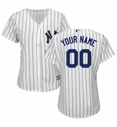 Women's New York Yankees Majestic White/Navy Home Cool Base Custom Jersey