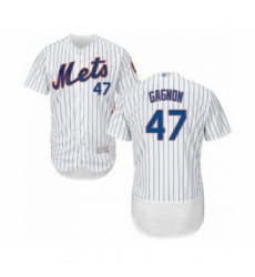 Men's New York Mets #47 Drew Gagnon White Home Flex Base Authentic Collection Baseball Player Jersey