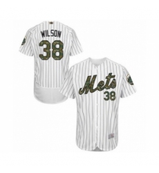 Men's New York Mets #38 Justin Wilson Authentic White 2016 Memorial Day Fashion Flex Base Baseball Player Jersey
