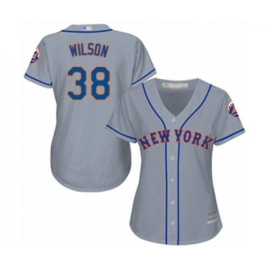 Women's New York Mets #38 Justin Wilson Authentic Grey Road Cool Base Baseball Player Jersey Women's New York Mets #38 Justin Wilson Authentic Grey Road Cool Base Baseball Player Jersey