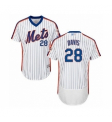 Men's New York Mets #28 J.D. Davis White Alternate Flex Base Authentic Collection Baseball Player Jersey