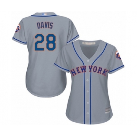 Women's New York Mets #28 J.D. Davis Authentic Grey Road Cool Base Baseball Player Jersey Women's New York Mets #28 J.D. Davis Authentic Grey Road Cool Base Baseball Player Jersey
