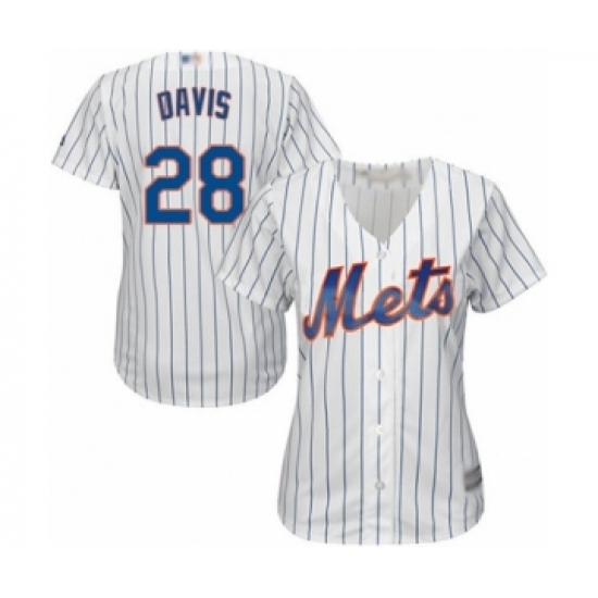 Women's New York Mets #28 J.D. Davis Authentic White Home Cool Base Baseball Player Jersey Women's New York Mets #28 J.D. Davis Authentic White Home Cool Base Baseball Player Jersey