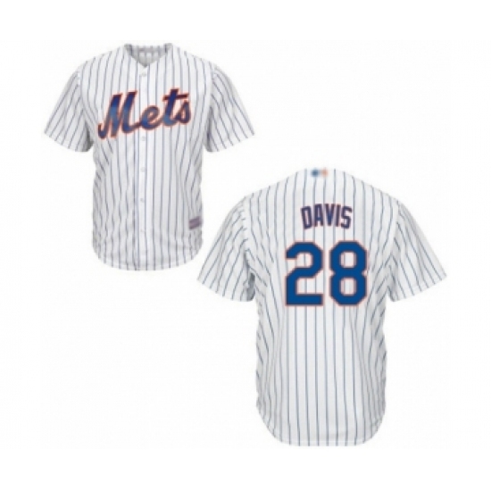 Youth New York Mets #28 J.D. Davis Authentic White Home Cool Base Baseball Player Jersey Youth New York Mets #28 J.D. Davis Authentic White Home Cool Base Baseball Player Jersey