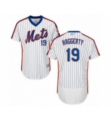 Men's New York Mets #19 Sam Haggerty White Alternate Flex Base Authentic Collection Baseball Player Jersey Men's New York Mets #19 Sam Haggerty White Alternate Flex Base Authentic Collection Baseball Player Jersey