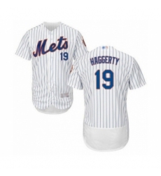 Men's New York Mets #19 Sam Haggerty White Home Flex Base Authentic Collection Baseball Player Jersey Men's New York Mets #19 Sam Haggerty White Home Flex Base Authentic Collection Baseball Player Jersey