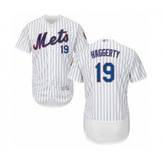 Men's New York Mets #19 Sam Haggerty White Home Flex Base Authentic Collection Baseball Player Jersey Men's New York Mets #19 Sam Haggerty White Home Flex Base Authentic Collection Baseball Player Jersey