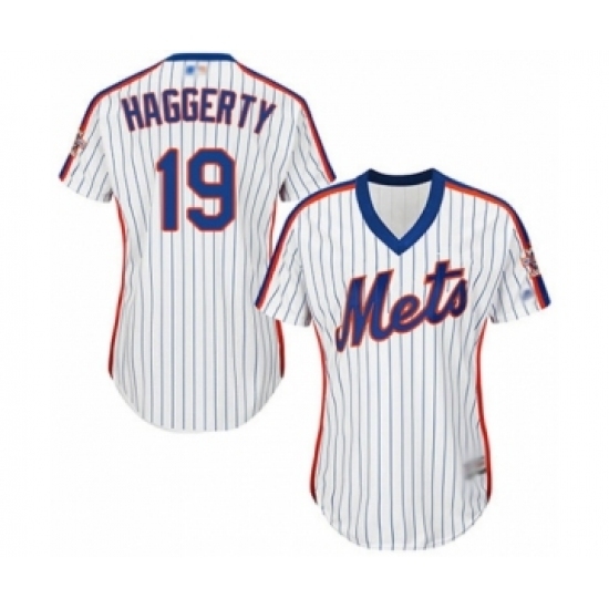 Women's New York Mets #19 Sam Haggerty Authentic White Alternate Cool Base Baseball Player Jersey Women's New York Mets #19 Sam Haggerty Authentic White Alternate Cool Base Baseball Player Jersey