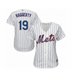 Women's New York Mets #19 Sam Haggerty Authentic White Home Cool Base Baseball Player Jersey Women's New York Mets #19 Sam Haggerty Authentic White Home Cool Base Baseball Player Jersey