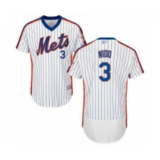 Men's New York Mets #3 Tomas Nido White Alternate Flex Base Authentic Collection Baseball Player Jersey Men's New York Mets #3 Tomas Nido White Alternate Flex Base Authentic Collection Baseball Player Jersey