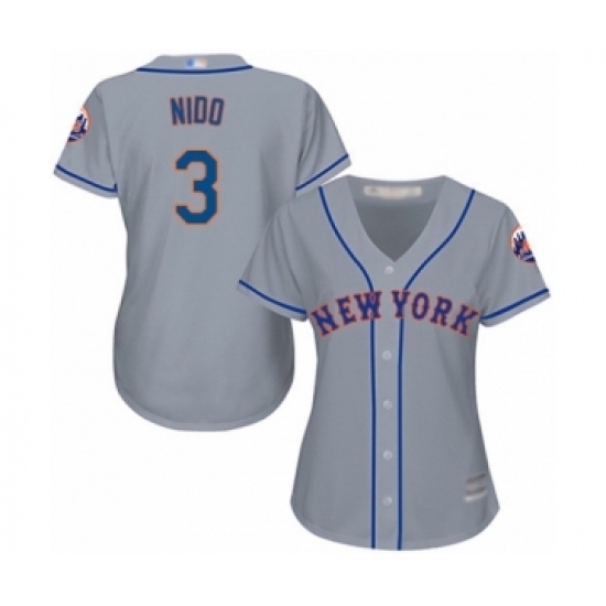 Women's New York Mets #3 Tomas Nido Authentic Grey Road Cool Base Baseball Player Jersey Women's New York Mets #3 Tomas Nido Authentic Grey Road Cool Base Baseball Player Jersey