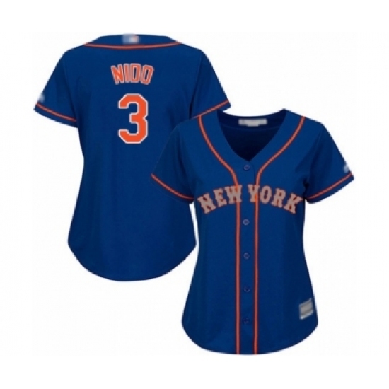 Women's New York Mets #3 Tomas Nido Authentic Royal Blue Alternate Road Cool Base Baseball Player Jersey Women's New York Mets #3 Tomas Nido Authentic Royal Blue Alternate Road Cool Base Baseball Player Jersey