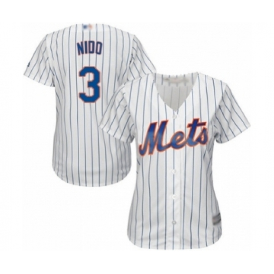 Women's New York Mets #3 Tomas Nido Authentic White Home Cool Base Baseball Player Jersey Women's New York Mets #3 Tomas Nido Authentic White Home Cool Base Baseball Player Jersey