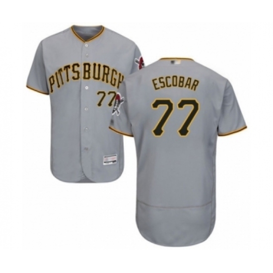Men's Pittsburgh Pirates #77 Luis Escobar Grey Road Flex Base Authentic Collection Baseball Player Jersey Men's Pittsburgh Pirates #77 Luis Escobar Grey Road Flex Base Authentic Collection Baseball Player Jersey