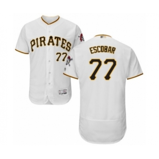 Men's Pittsburgh Pirates #77 Luis Escobar White Home Flex Base Authentic Collection Baseball Player Jersey Men's Pittsburgh Pirates #77 Luis Escobar White Home Flex Base Authentic Collection Baseball Player Jersey