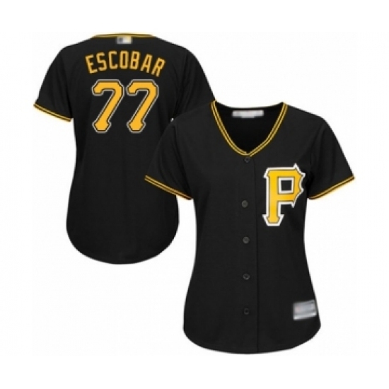 Women's Pittsburgh Pirates #77 Luis Escobar Authentic Black Alternate Cool Base Baseball Player Jersey Women's Pittsburgh Pirates #77 Luis Escobar Authentic Black Alternate Cool Base Baseball Player Jersey