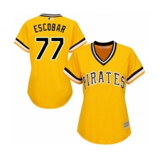 Women's Pittsburgh Pirates #77 Luis Escobar Authentic Gold Alternate Cool Base Baseball Player Jersey Women's Pittsburgh Pirates #77 Luis Escobar Authentic Gold Alternate Cool Base Baseball Player Jersey
