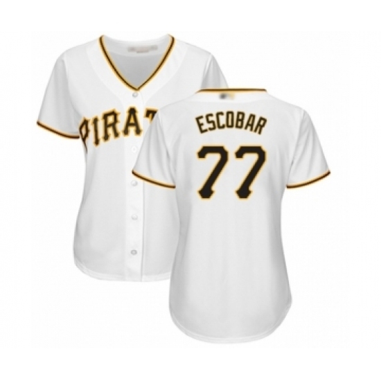 Women's Pittsburgh Pirates #77 Luis Escobar Authentic White Home Cool Base Baseball Player Jersey Women's Pittsburgh Pirates #77 Luis Escobar Authentic White Home Cool Base Baseball Player Jersey
