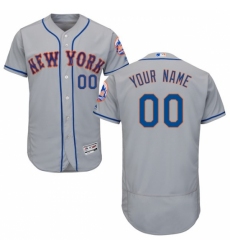 Men's New York Mets Majestic Road Gray Flex Base Authentic Collection Custom Jersey