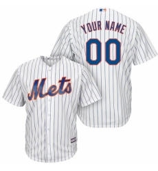 Men's New York Mets Majestic White/Royal Home Cool Base Custom Jersey