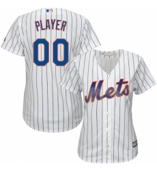 Women's New York Mets Majestic White/Royal Home Cool Base Custom Jersey