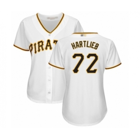 Women's Pittsburgh Pirates #72 Geoff Hartlieb Authentic White Home Cool Base Baseball Player Jersey Women's Pittsburgh Pirates #72 Geoff Hartlieb Authentic White Home Cool Base Baseball Player Jersey