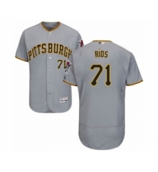 Men's Pittsburgh Pirates #71 Yacksel Rios Grey Road Flex Base Authentic Collection Baseball Player Jersey