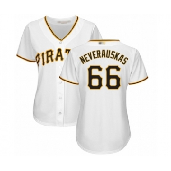 Women's Pittsburgh Pirates #66 Dovydas Neverauskas Authentic White Home Cool Base Baseball Player Jersey Women's Pittsburgh Pirates #66 Dovydas Neverauskas Authentic White Home Cool Base Baseball Player Jersey