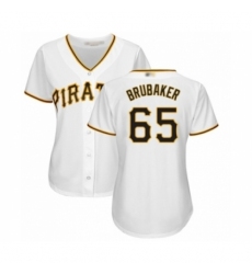 Women's Pittsburgh Pirates #65 J.T. Brubaker Authentic White Home Cool Base Baseball Player Jersey Women's Pittsburgh Pirates #65 J.T. Brubaker Authentic White Home Cool Base Baseball Player Jersey