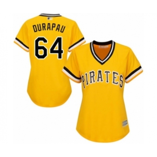 Women's Pittsburgh Pirates #64 Montana DuRapau Authentic Gold Alternate Cool Base Baseball Player Jersey Women's Pittsburgh Pirates #64 Montana DuRapau Authentic Gold Alternate Cool Base Baseball Player Jersey