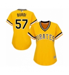 Women's Pittsburgh Pirates #57 Nick Burdi Authentic Gold Alternate Cool Base Baseball Player Jersey Women's Pittsburgh Pirates #57 Nick Burdi Authentic Gold Alternate Cool Base Baseball Player Jersey