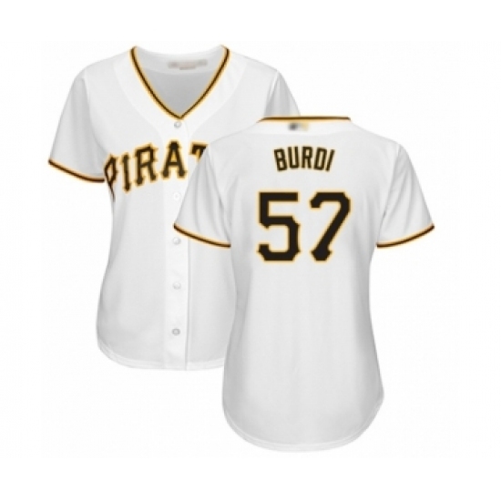 Women's Pittsburgh Pirates #57 Nick Burdi Authentic White Home Cool Base Baseball Player Jersey Women's Pittsburgh Pirates #57 Nick Burdi Authentic White Home Cool Base Baseball Player Jersey