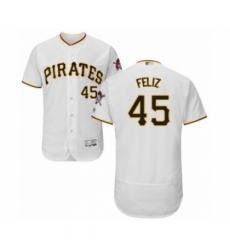 Men's Pittsburgh Pirates #45 Michael Feliz White Home Flex Base Authentic Collection Baseball Player Jersey Men's Pittsburgh Pirates #45 Michael Feliz White Home Flex Base Authentic Collection Baseball Player Jersey