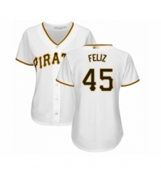 Women's Pittsburgh Pirates #45 Michael Feliz Authentic White Home Cool Base Baseball Player Jersey Women's Pittsburgh Pirates #45 Michael Feliz Authentic White Home Cool Base Baseball Player Jersey