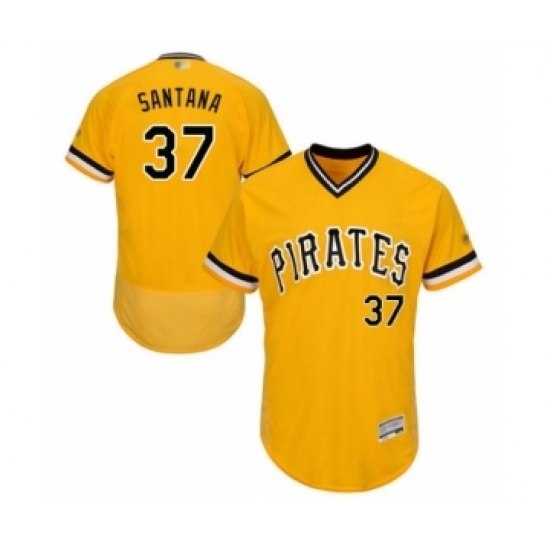 Men's Pittsburgh Pirates #37 Edgar Santana Gold Alternate Flex Base Authentic Collection Baseball Player Jersey Men's Pittsburgh Pirates #37 Edgar Santana Gold Alternate Flex Base Authentic Collection Baseball Player Jersey