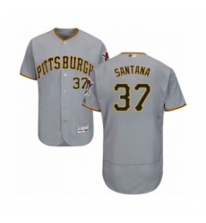 Men's Pittsburgh Pirates #37 Edgar Santana Grey Road Flex Base Authentic Collection Baseball Player Jersey Men's Pittsburgh Pirates #37 Edgar Santana Grey Road Flex Base Authentic Collection Baseball Player Jersey
