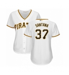 Women's Pittsburgh Pirates #37 Edgar Santana Authentic White Home Cool Base Baseball Player Jersey Women's Pittsburgh Pirates #37 Edgar Santana Authentic White Home Cool Base Baseball Player Jersey